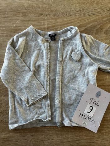 Gilet gris pois cœur KIABI t.9m