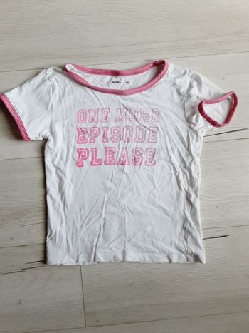 Vêtement fille tee-shirt manches courtes blanc et rose Gémo 12 ans