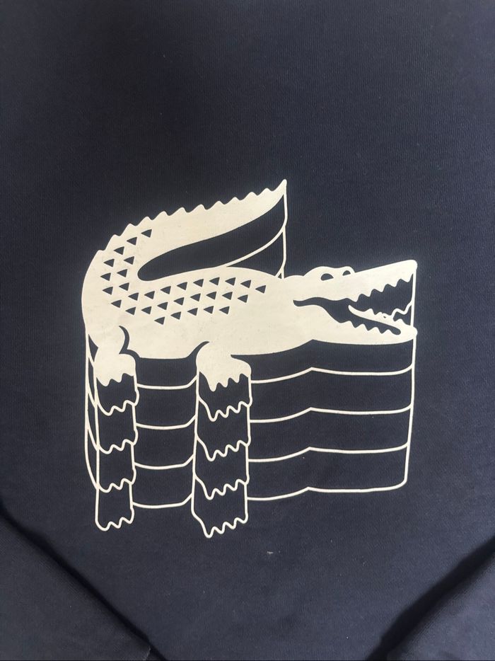 Sweat Lacoste bleu marine logo imprimé crocodile blanc taille M/L - photo numéro 7