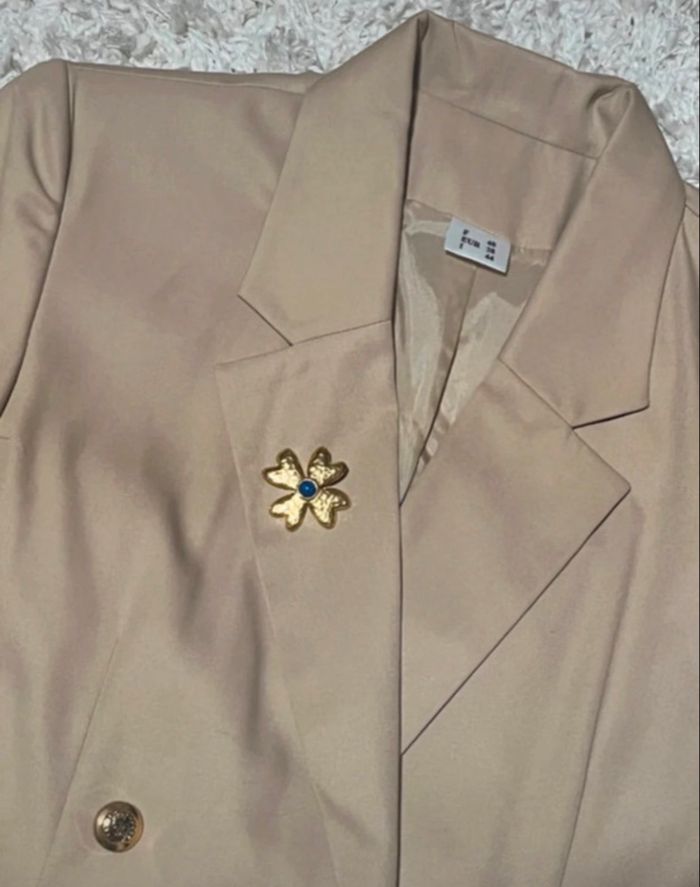 blazer beige structuré chic & vintage taille M - photo numéro 5