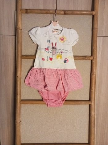 Belle robe d'été en coton et sa culotte assortie taille 12 mois