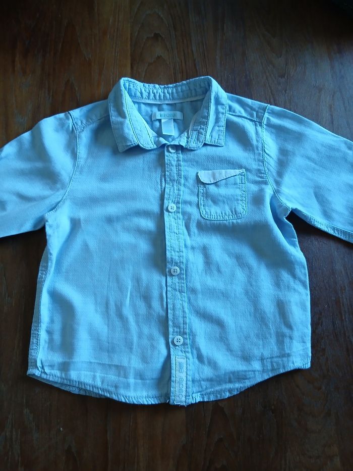 Chemise bebe en coton taille 23 mois marque obaibi couleur bleu ciel - photo numéro 7