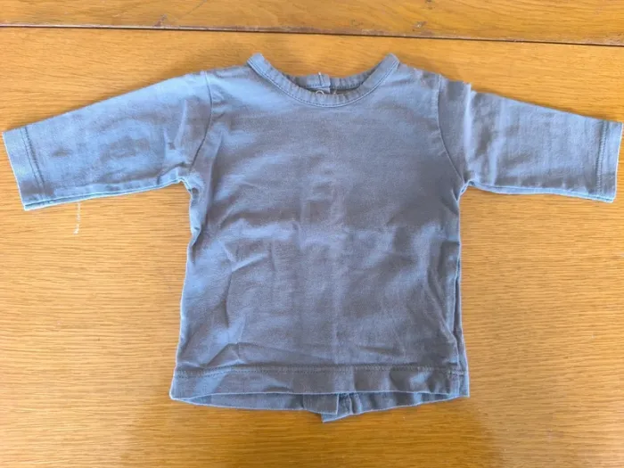 312317 tee-shirt ML gris garçon 1 mois kitchoun