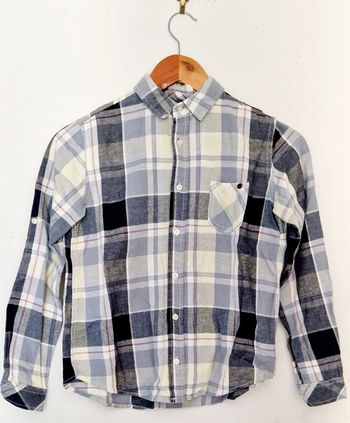 Chemise à  carreaux sergent major bleue 12 ans neuve