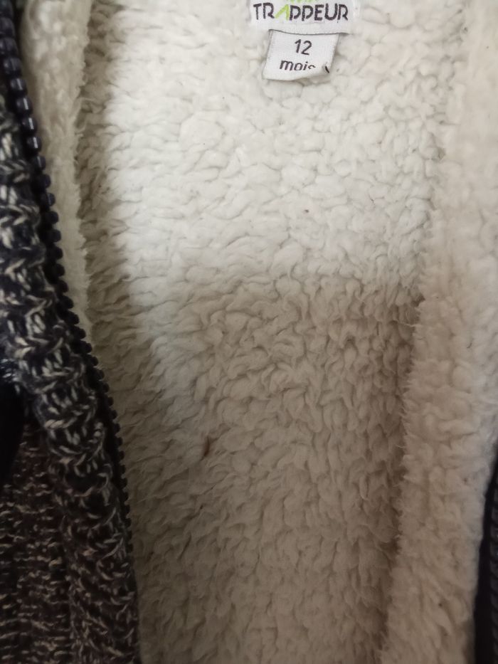 Gilet, veste, manteau chaud, épais, mi saison, 12 mois gris garçon, intérieur doublé - photo numéro 5