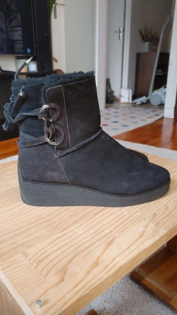 Boots bottine fourré véritable nubuk daim