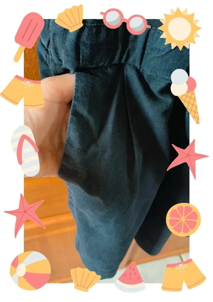 Robe noire bi matière lin et coton - photo numéro 2