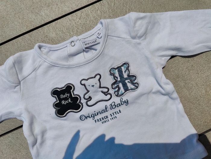 Tee shirt ours blanc neuf 12 mois - photo numéro 3