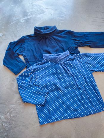 Lot de 2 sous pull bleu fille 36 mois