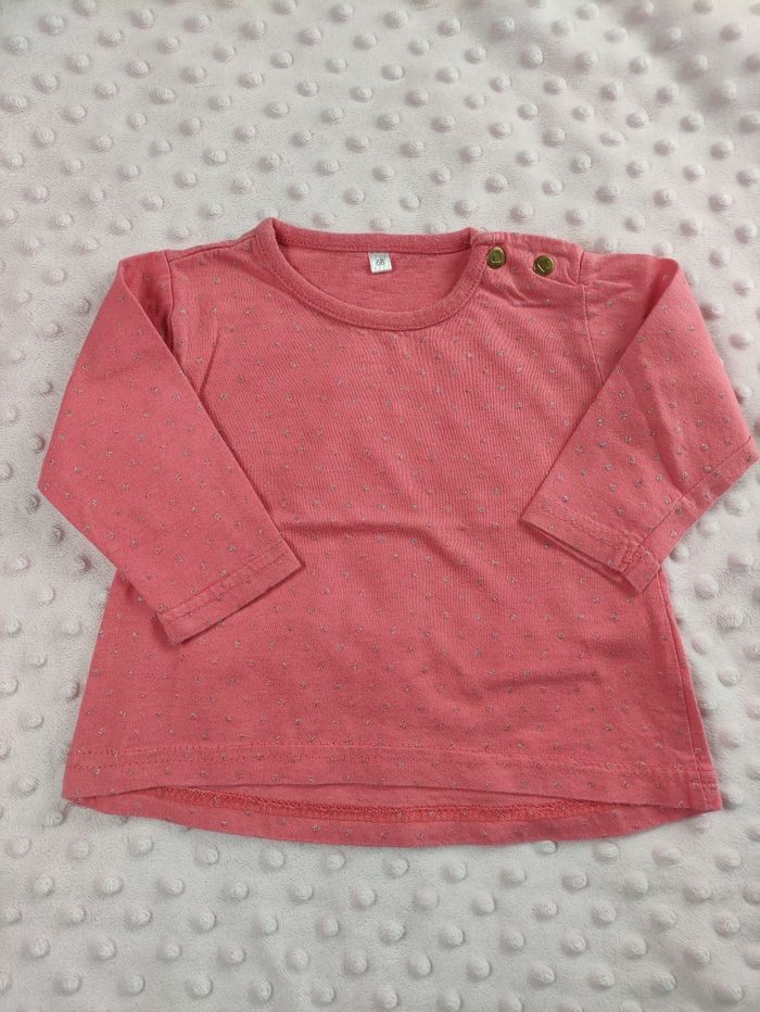 T-shirt manches longues rose taille 68 6 mois - photo numéro 1