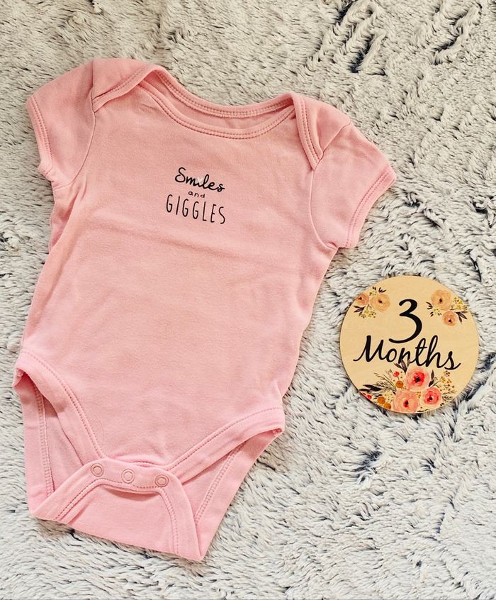 Body bébé fille manches courtes Rose 3 mois