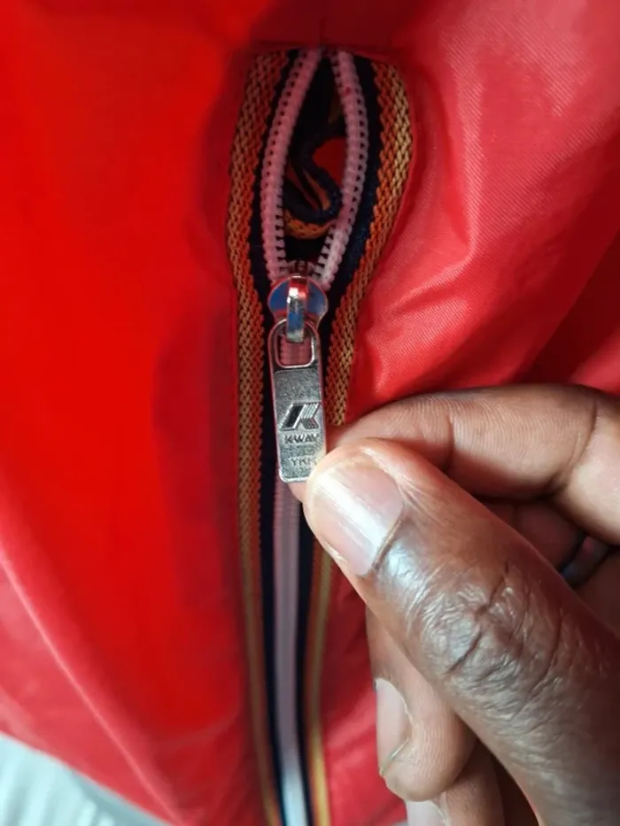 K-Way Vintage Rouge – Made in France – Coupe-vent à capuche (562) - photo numéro 8