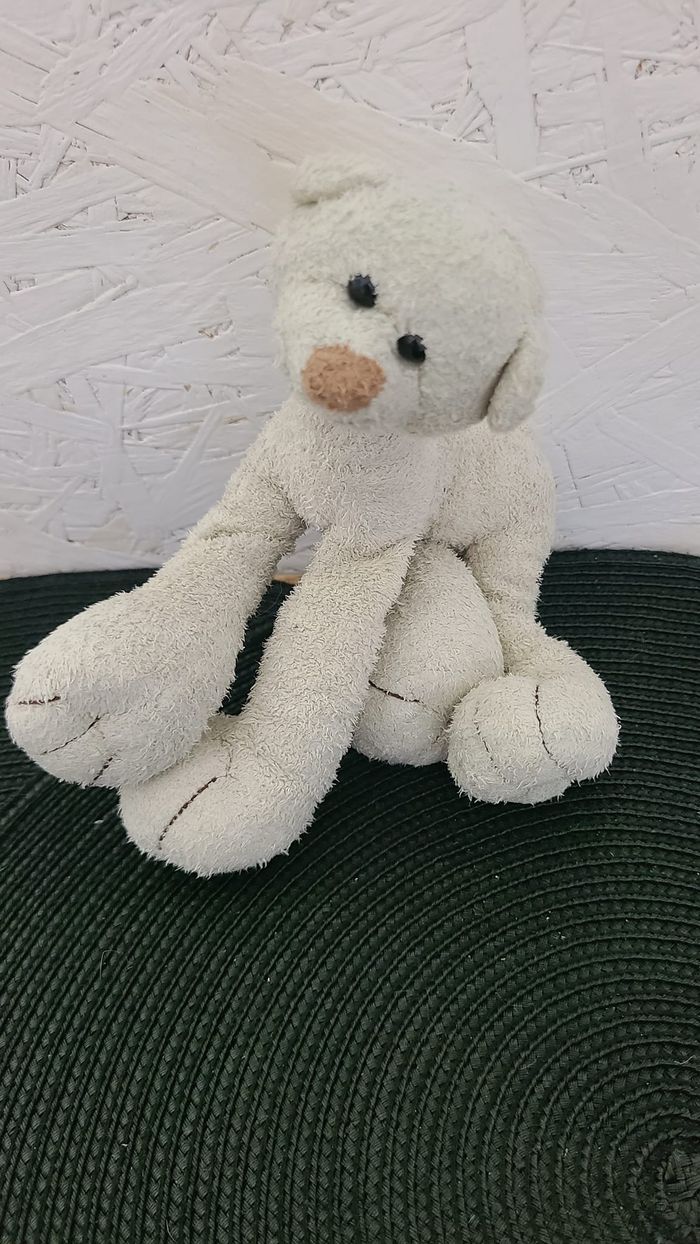 doudou peluche ours écru nez beige long cou pattes billes egmont toys