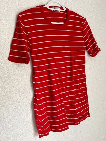 497 - t-shirt rayé blanc et rouge à manches courtes