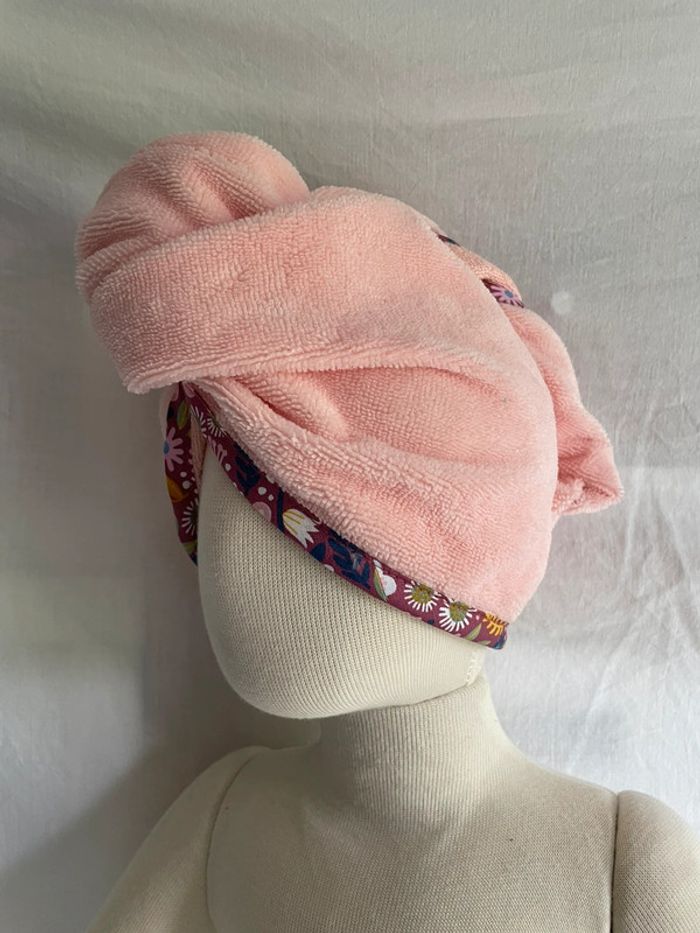 Turban éponge bambou blush