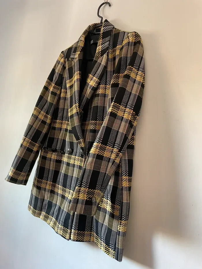 Zara Veste blazer tailleur à carreaux oversize taille S - photo numéro 9