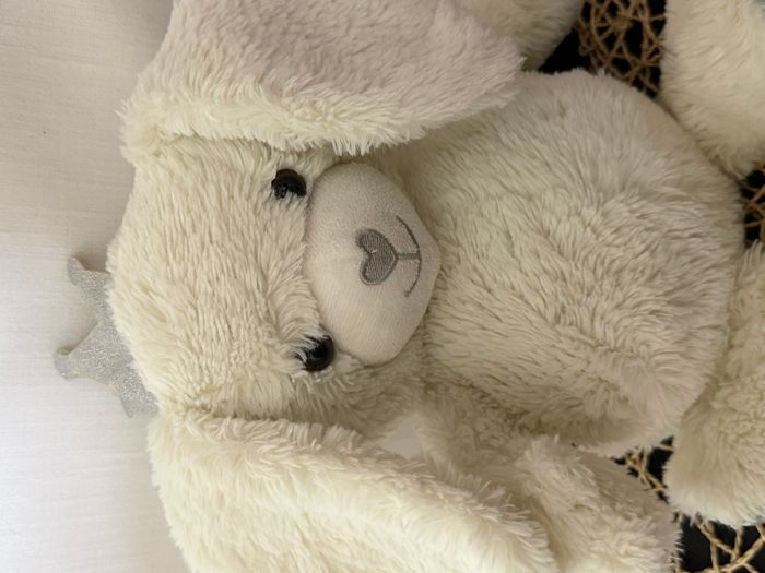 Doudou lapin blanc couronne argenté Tom & Zoé - photo numéro 2
