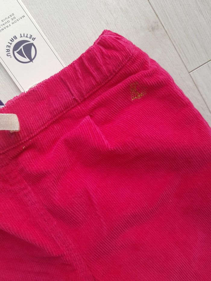 Pantalon velours côtelé chaud petit bateau rose 12mois neuf - photo numéro 3