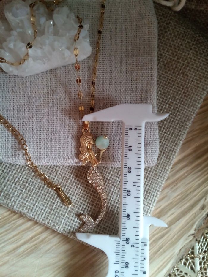 Collier sirène et perle de larimar vert - photo numéro 2