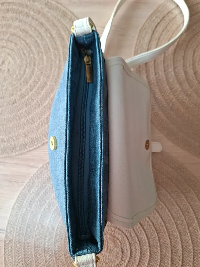 Sac bandoulière Ted Lapidus bleu/gris et blanc cassé - photo numéro 9
