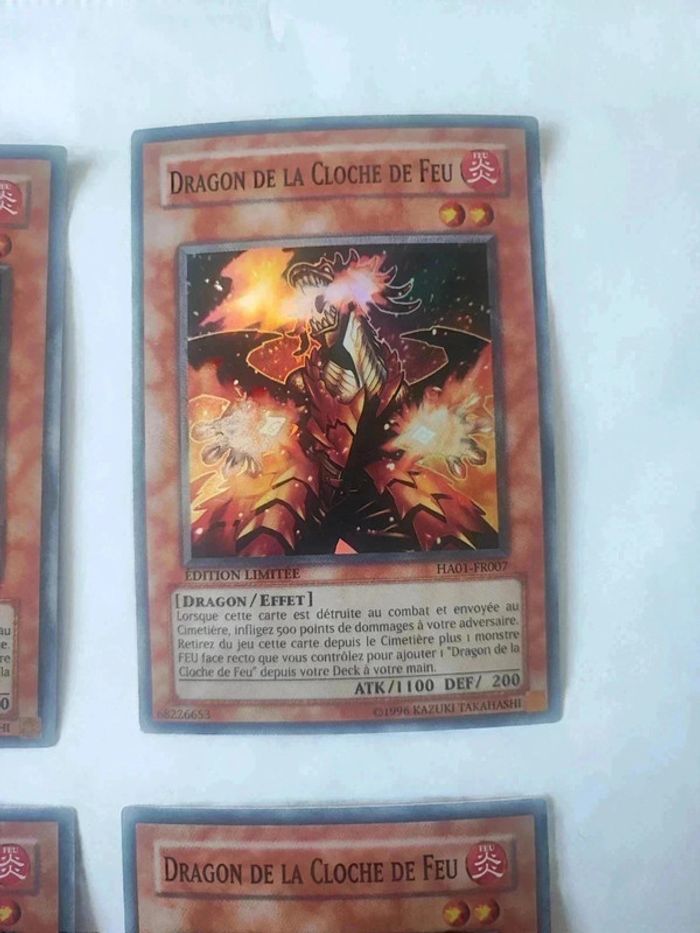 4 cartes Yu-Gi-Oh!  Dragon de la cloche de feu édition limitée ha01-fr007 - photo numéro 3