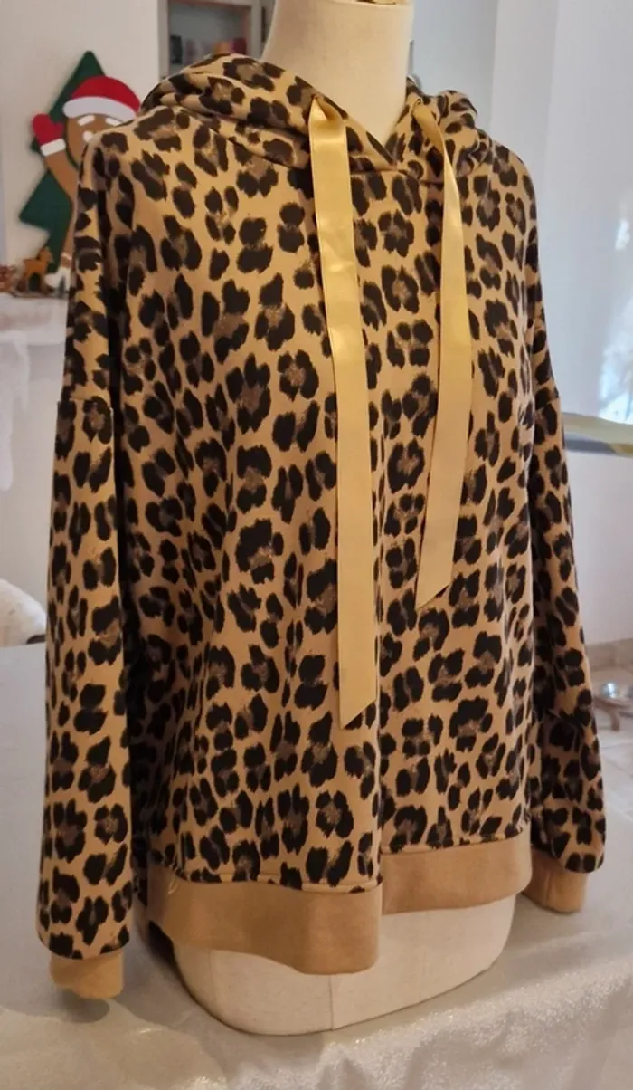 Sweat à capuche oversize Ciao Milano léopard neuf