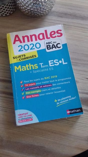 Livre Annales 2020 Maths Term ES.S + Spécialités ES - Nathan