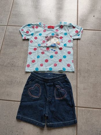 Tee-shirt et short en jean 12 mois