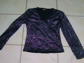 Tee shirt BZY noir et argenté soirée taille 14 ans TBE