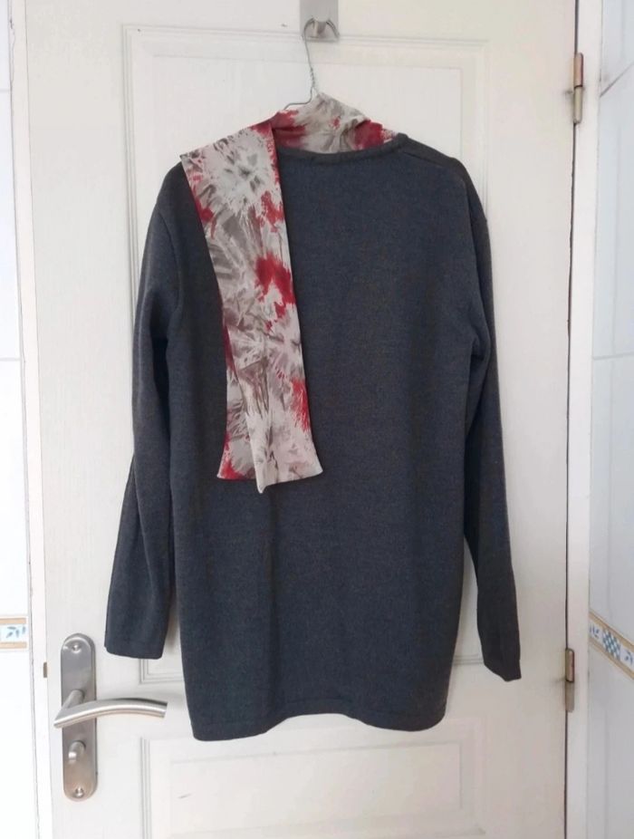 Pull gris avec foulard femme boosley taille L/40 - photo numéro 4