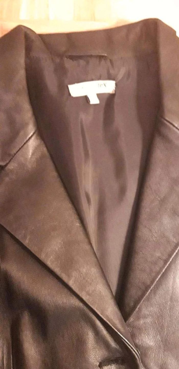 Manteau / veste noir en cuir veritable  T40 - photo numéro 3