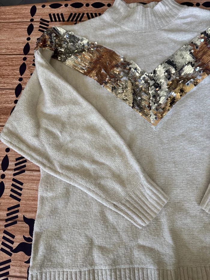 Pull crème avec strass femme - photo numéro 3