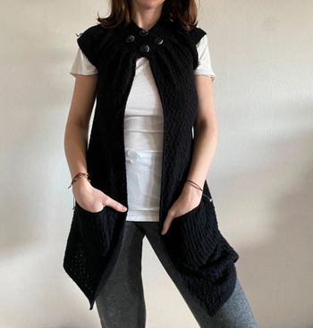 Gilet noir long avec poches
