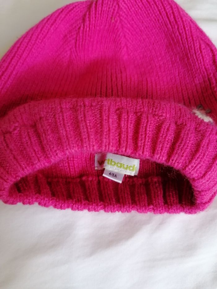 Bonnet fille rose fuschia Vertbaudet taille 2/4 ans - photo numéro 2