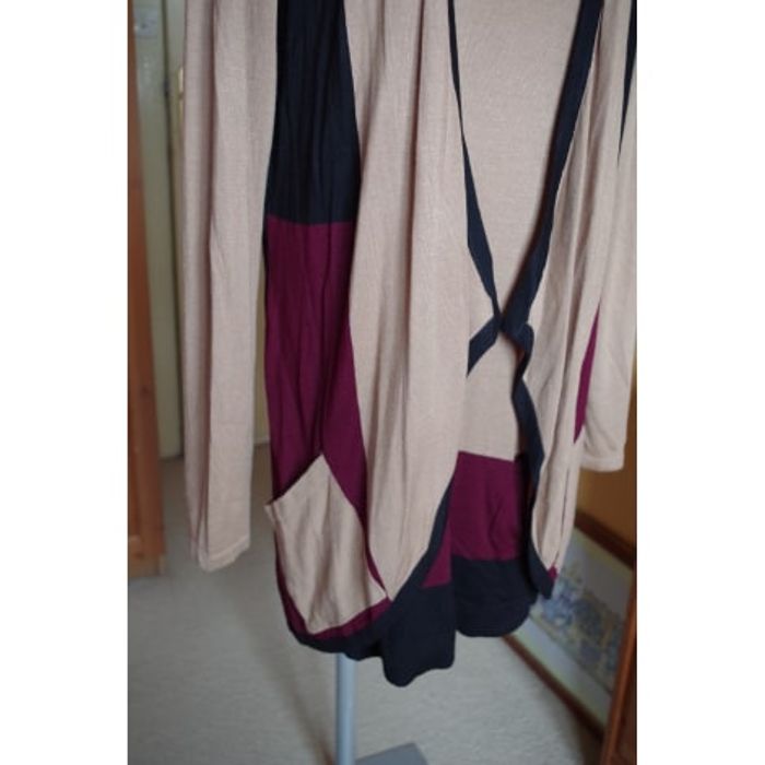 Cardigan long tricolore en maille chaude PAUL BRIAL 42 - photo numéro 8