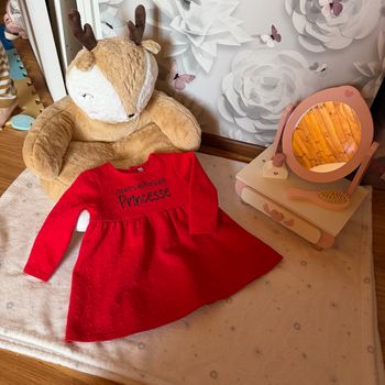 Jolie robe rouge à manches longues - T18mois - Sans marque