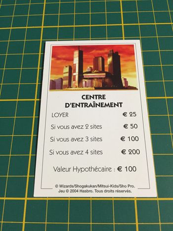 Carte Centre d'entrainement pièce détachée Monopoly Duel Masters Hasbro Parker Wizards #A64