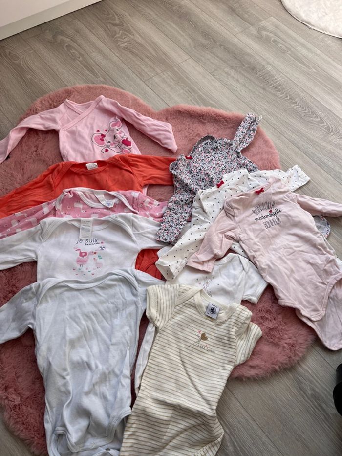 Lot 11 bodies 9 et 12 mois bébé fille