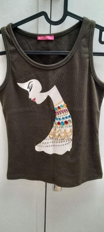 Débardeur kaki avec perles neuf taille 36