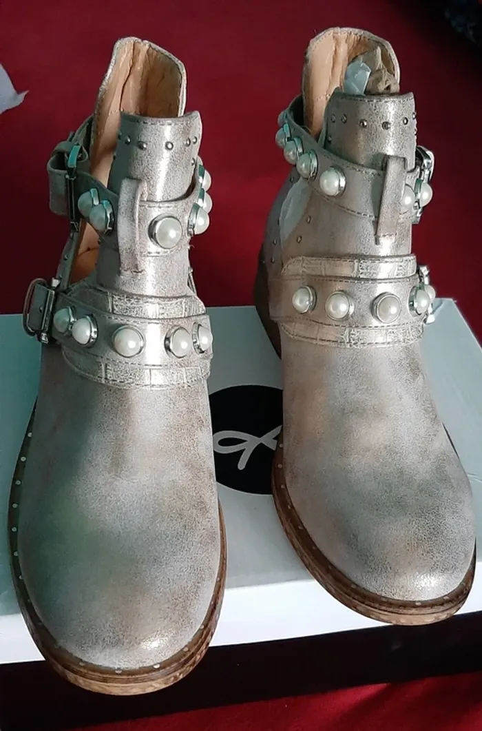 Bottines mi saison dorées - photo numéro 5