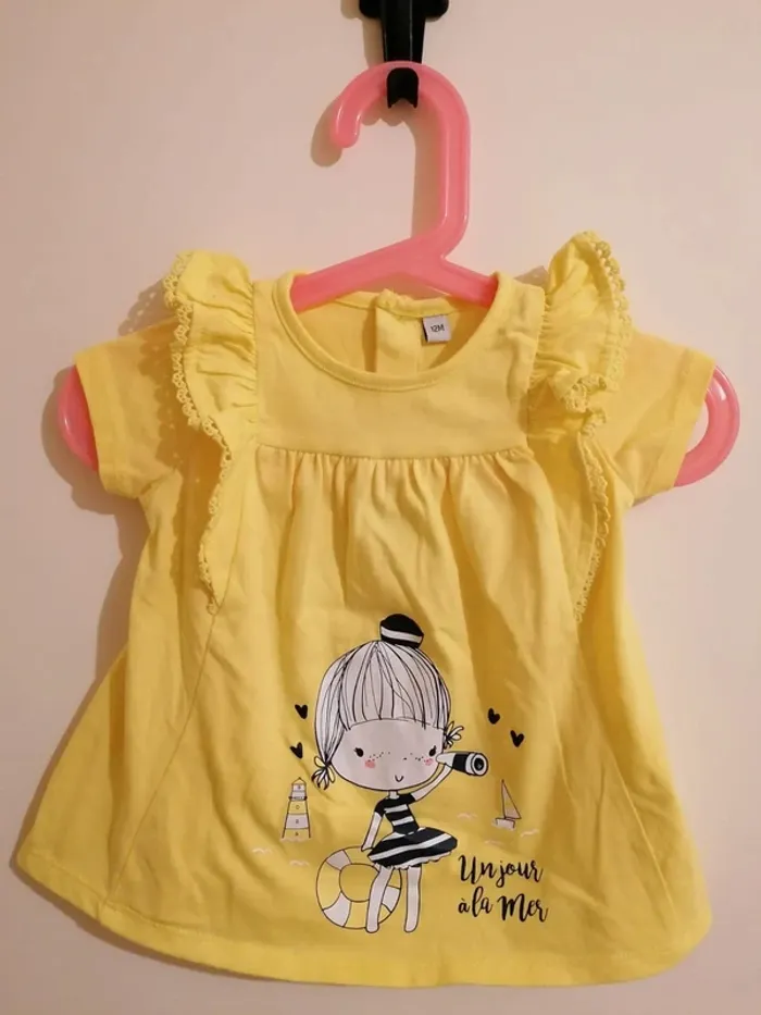 Tee shirt été fille 12 mois in extenso plage
