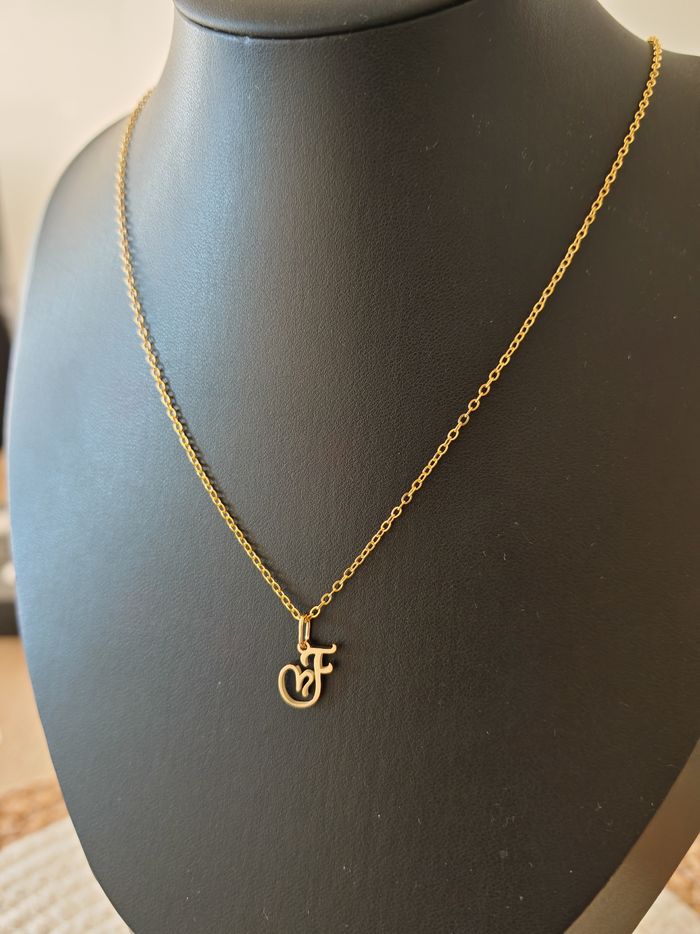 Pendentif acier inoxydable Lettre F prêt à offrir - photo numéro 2