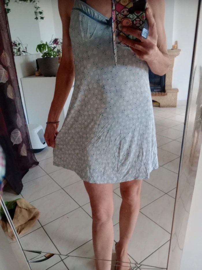 Nuisette M gris bleuté motifs gouttelettes c84 - photo numéro 3