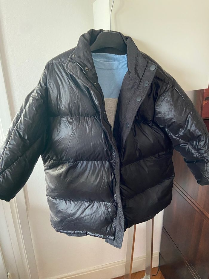 Doudoune noire en duvet + pull en laine 116cm - photo numéro 7