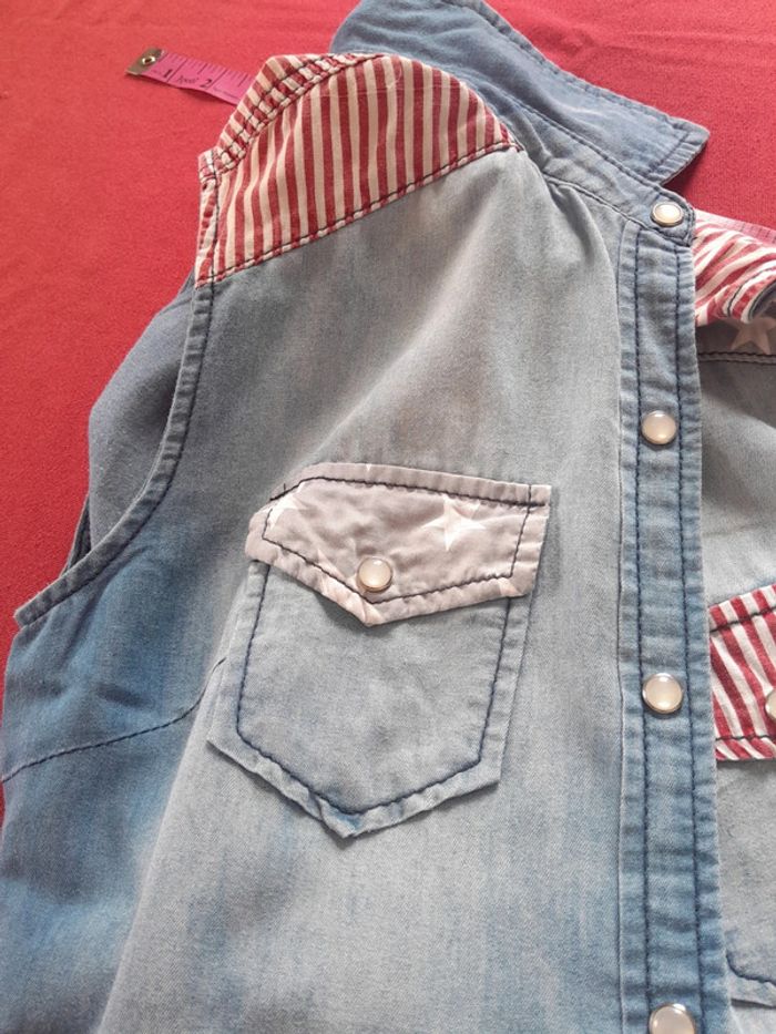 Chemise sans manche imprimé effet jean Chi Ole denim architect - photo numéro 8