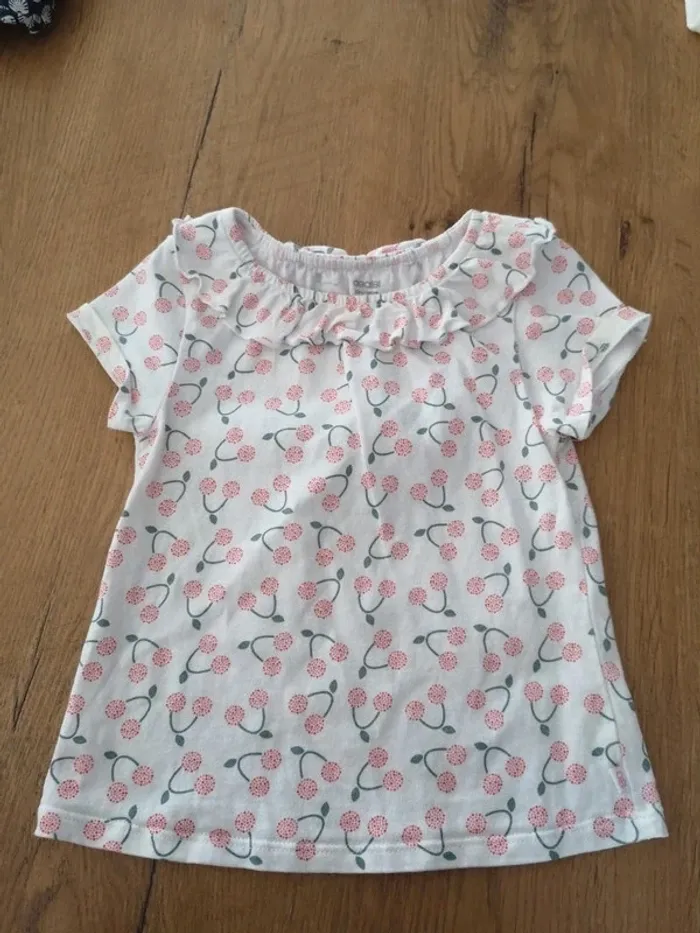 Tee shirt Okaidi blanc à cerises
