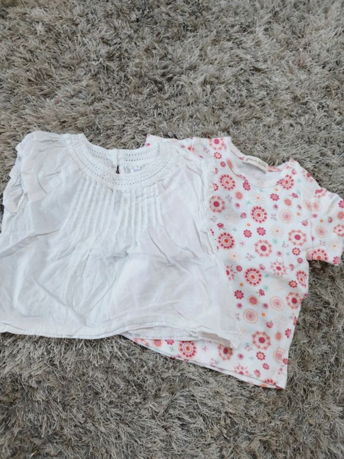 Lot de deux t-shirt manches courtes bébé fille 6 mois été