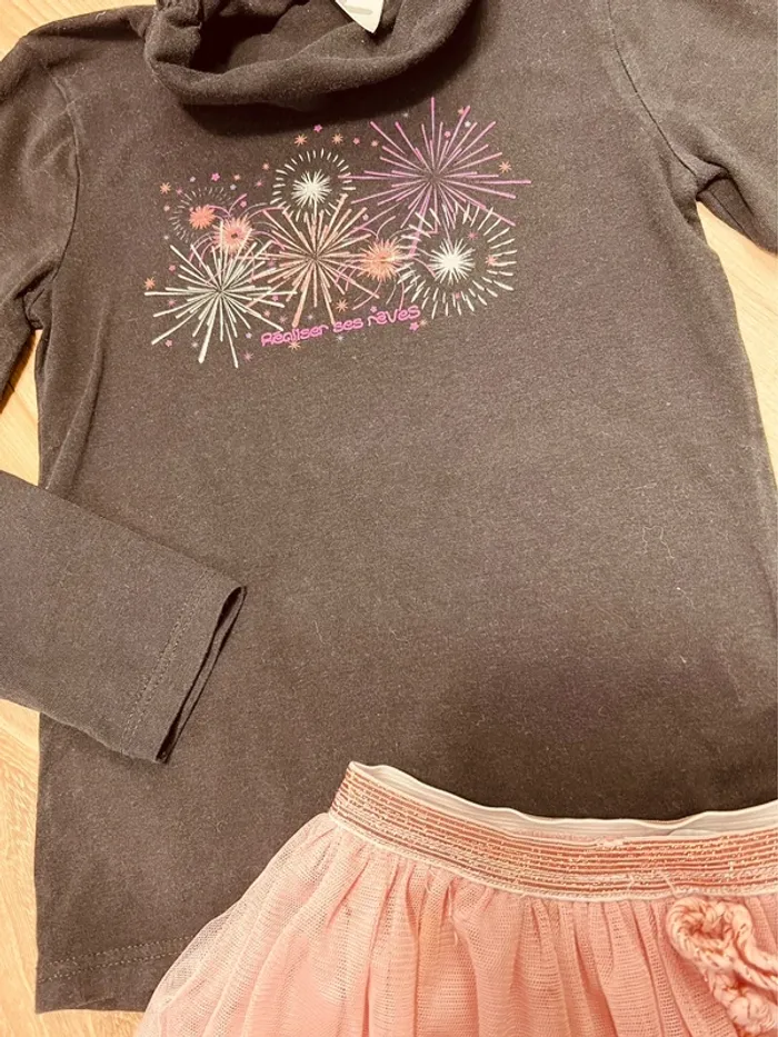 Taille 6 ans tenue de fête fille Okaidi Tex noir et rose * tulle * 🩷 - photo numéro 5