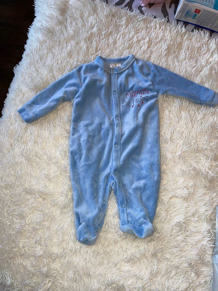 Grenouillère bleue bébé 1 mois