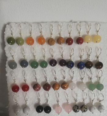 Lot de 20 paires de boucles d'oreilles en pierre naturelle et métal argenté sans Nikel